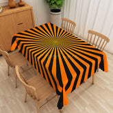 Aperturee - Aperturee Modern Halloween Rectangle Tablecloth with Orange and Black Stripes for Festive and Spooky Party Decor